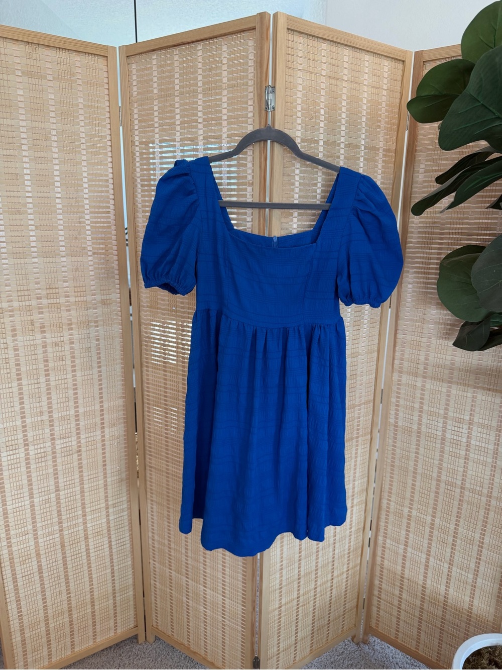 Royal Blue Puff Sleeve Dress | Size Medium